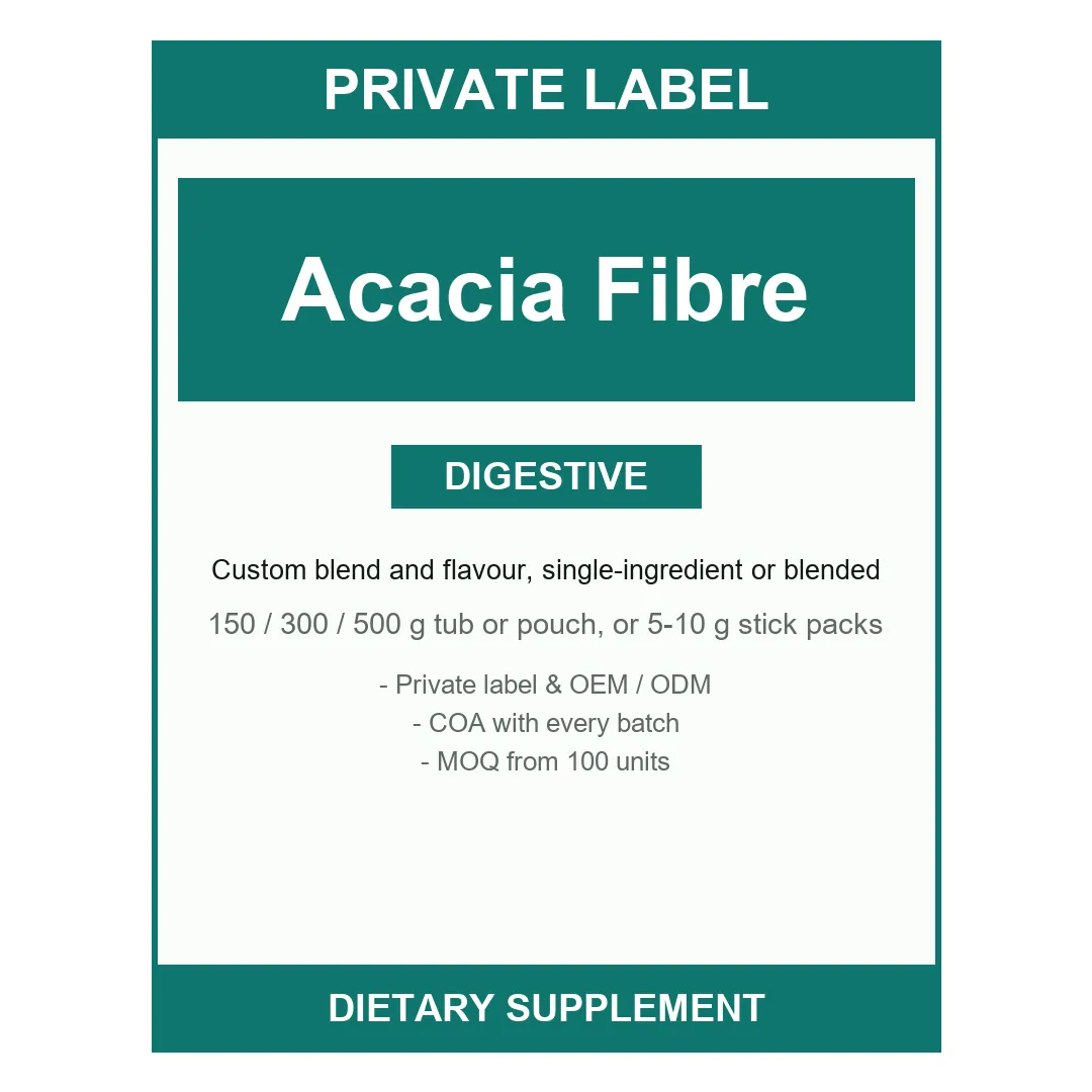 Acacia Fibre Powder — label design detail