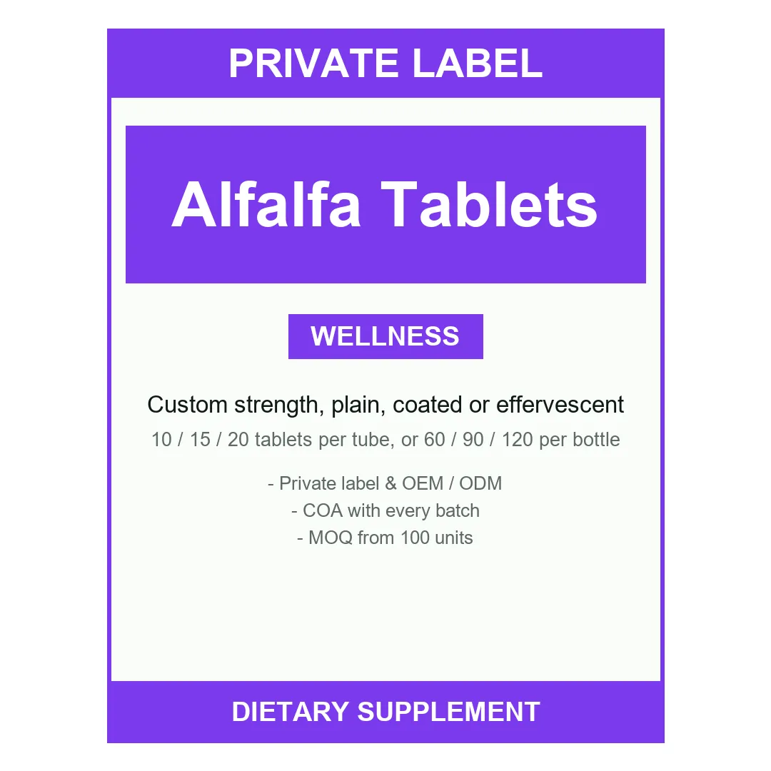 Alfalfa Tablets — label design detail