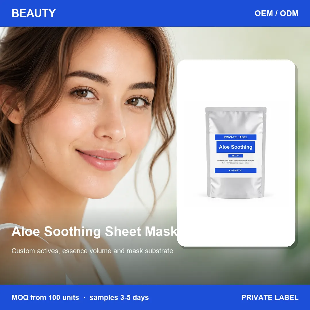 Aloe Soothing Sheet Mask — private-label supplement, lifestyle scene