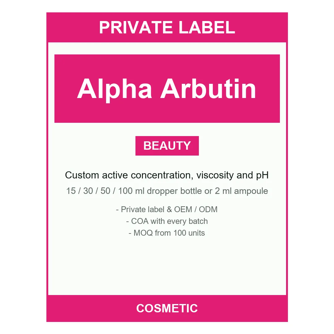 Alpha Arbutin Serum — label design detail