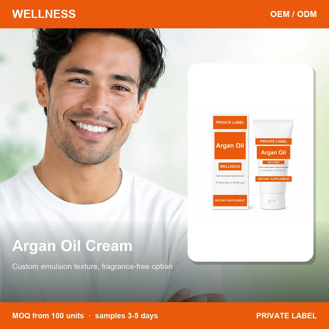 Argan Oil Cream — private-label supplement, lifestyle scene