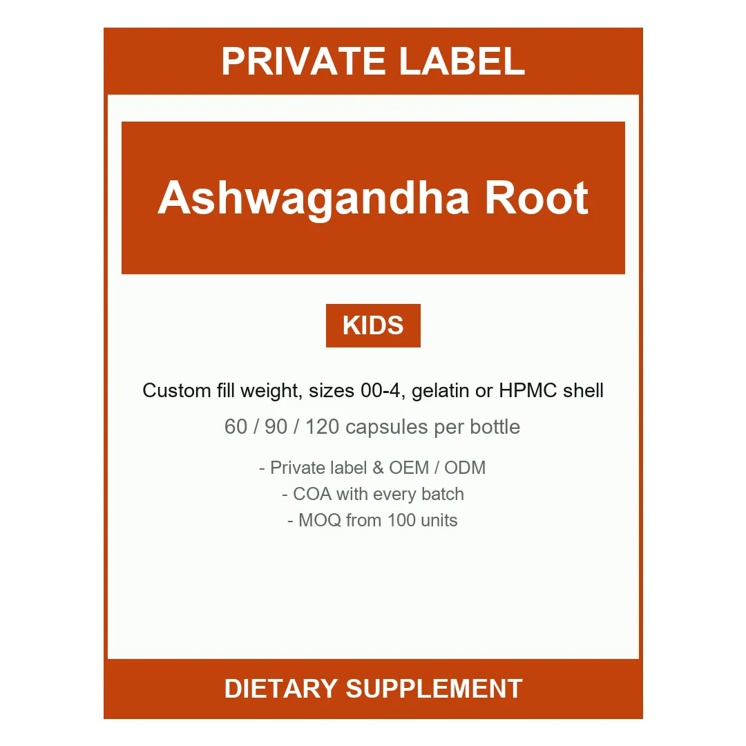 Ashwagandha Root Capsules — label design detail