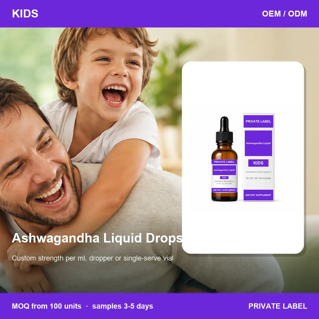Ashwagandha Liquid Drops — private-label supplement, lifestyle scene