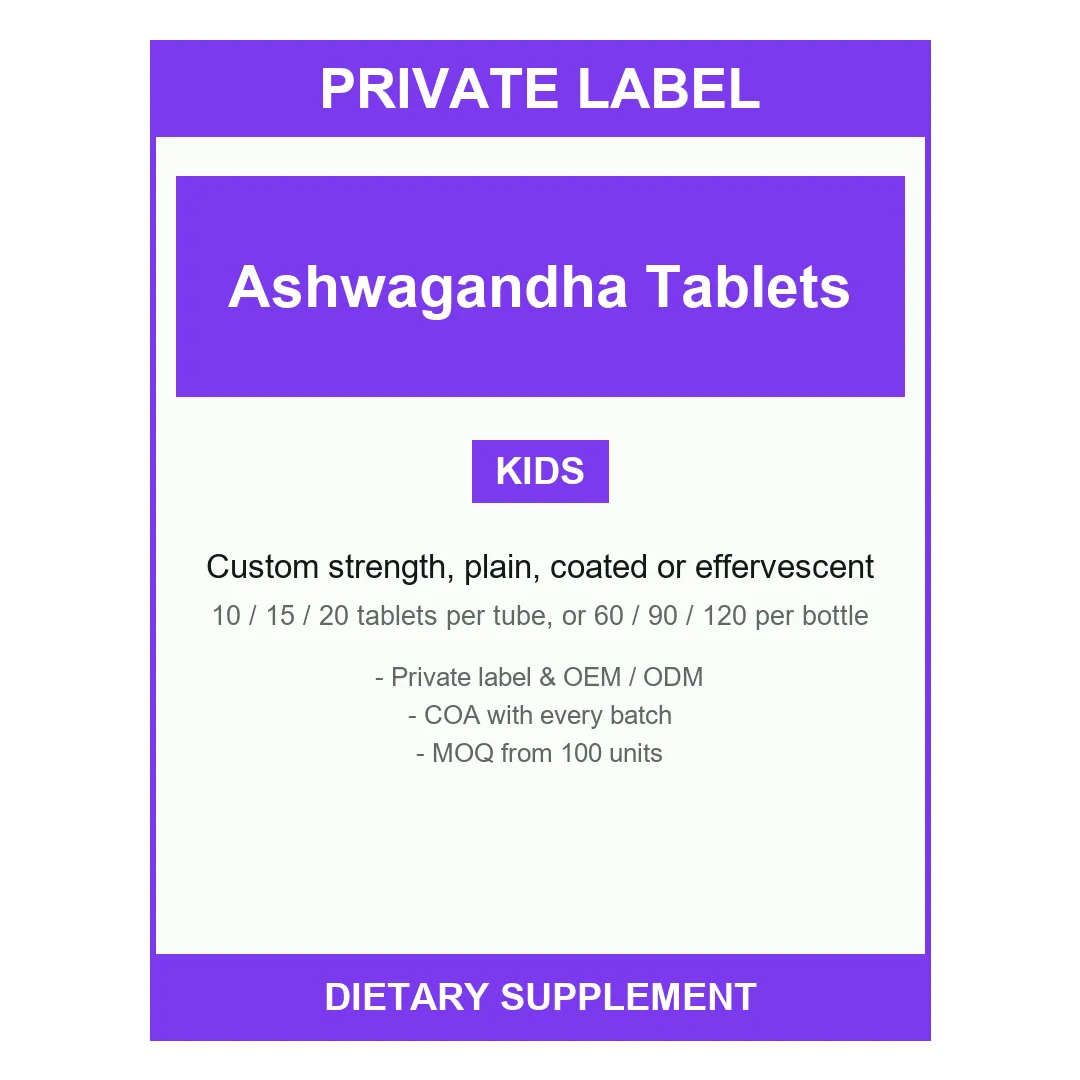 Ashwagandha Tablets — label design detail