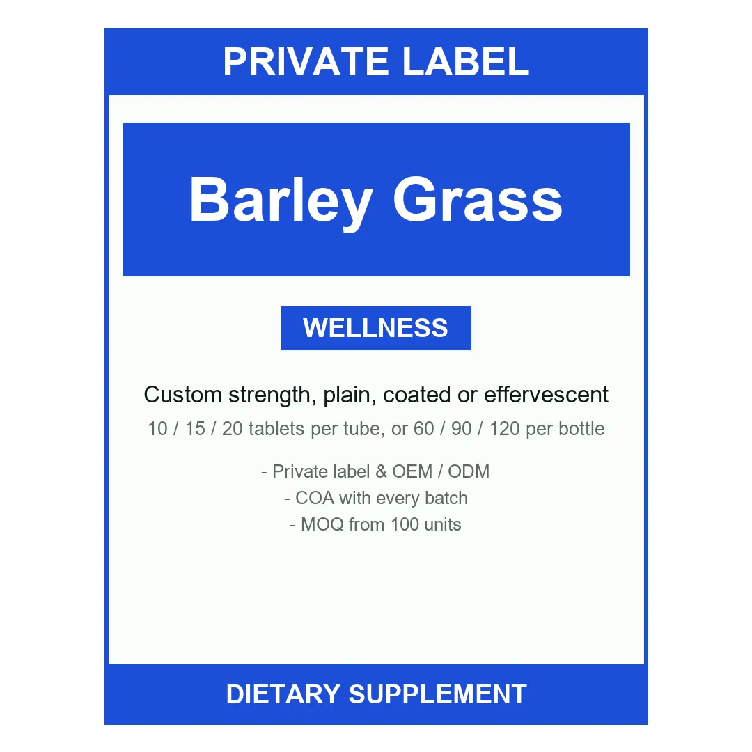 Barley Grass Tablets — label design detail