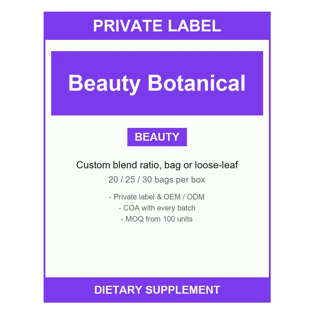 Beauty Botanical Tea Blend — label design detail