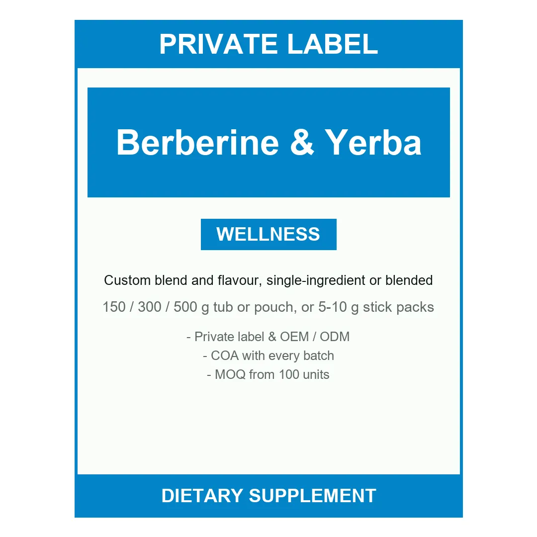 Berberine & Yerba Mate Drink Mix — label design detail