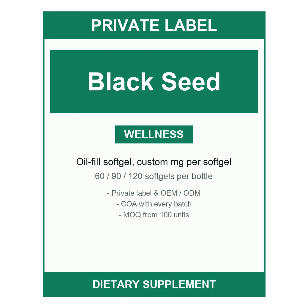 Black Seed Oil Softgels — label design detail