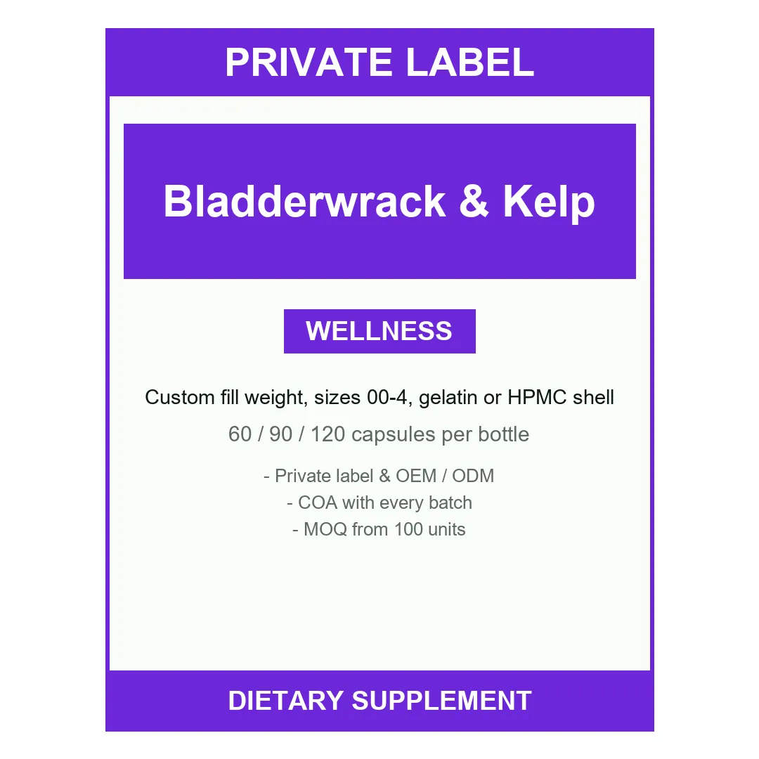 Bladderwrack & Kelp Capsules — label design detail