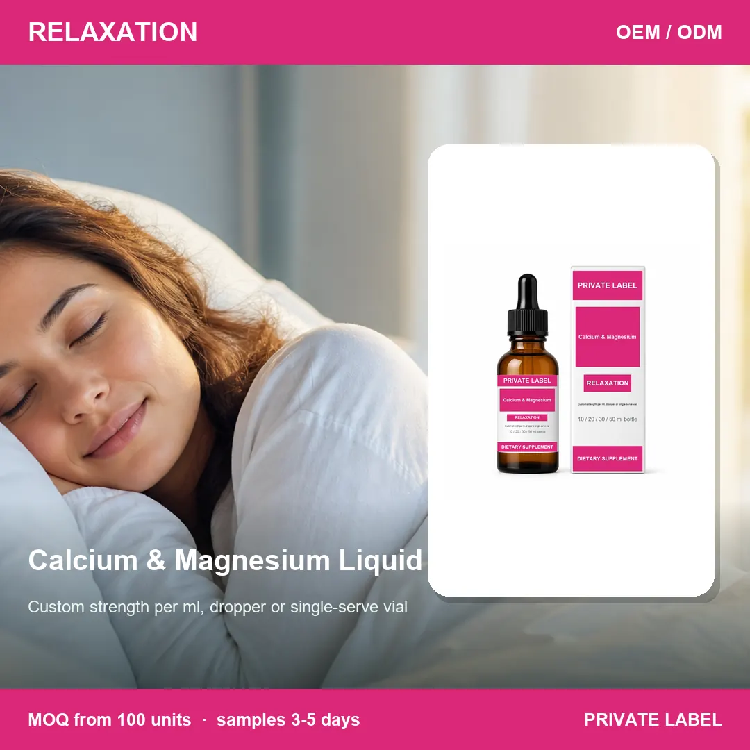 Calcium & Magnesium Liquid — private-label supplement, lifestyle scene