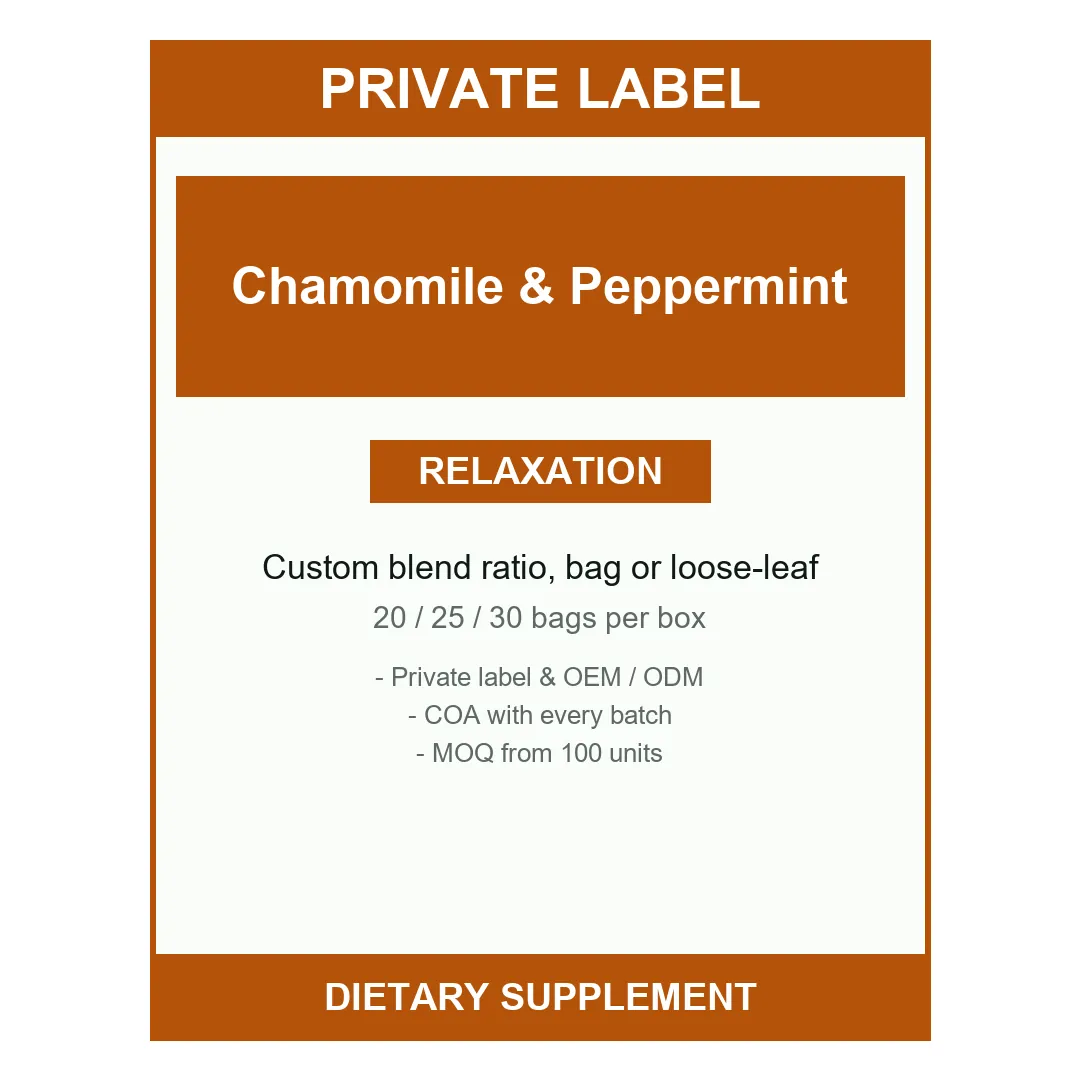 Chamomile & Peppermint Tea Bags — label design detail