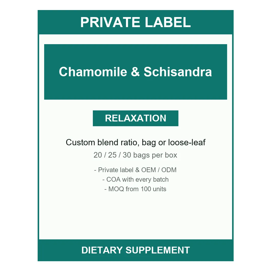 Chamomile & Schisandra Blend Tea — label design detail