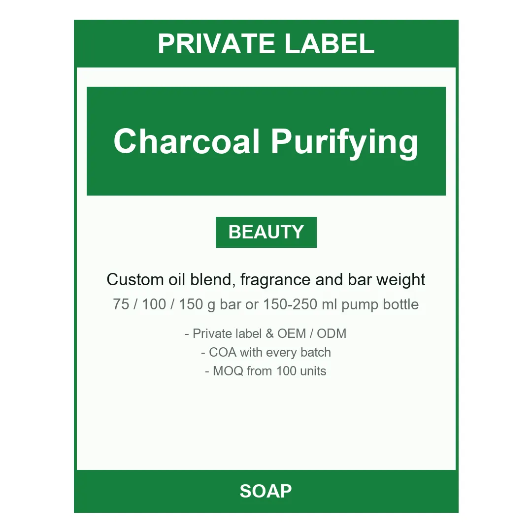 Charcoal Purifying Soap Bar — label design detail