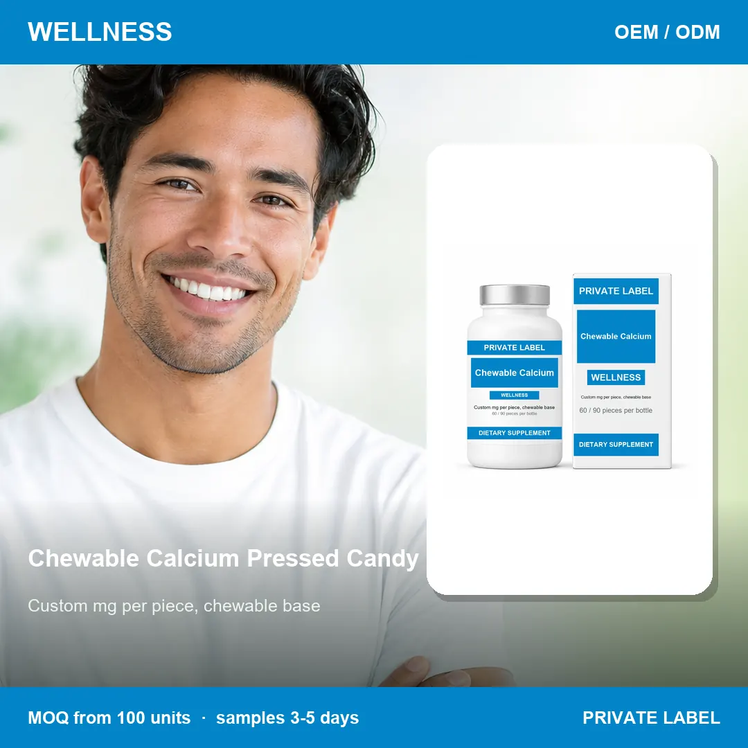 Chewable Calcium Pressed Candy — private-label supplement, lifestyle scene