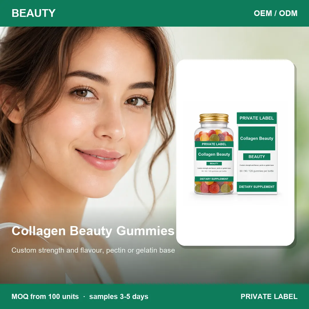 Collagen Beauty Gummies — private-label supplement, lifestyle scene