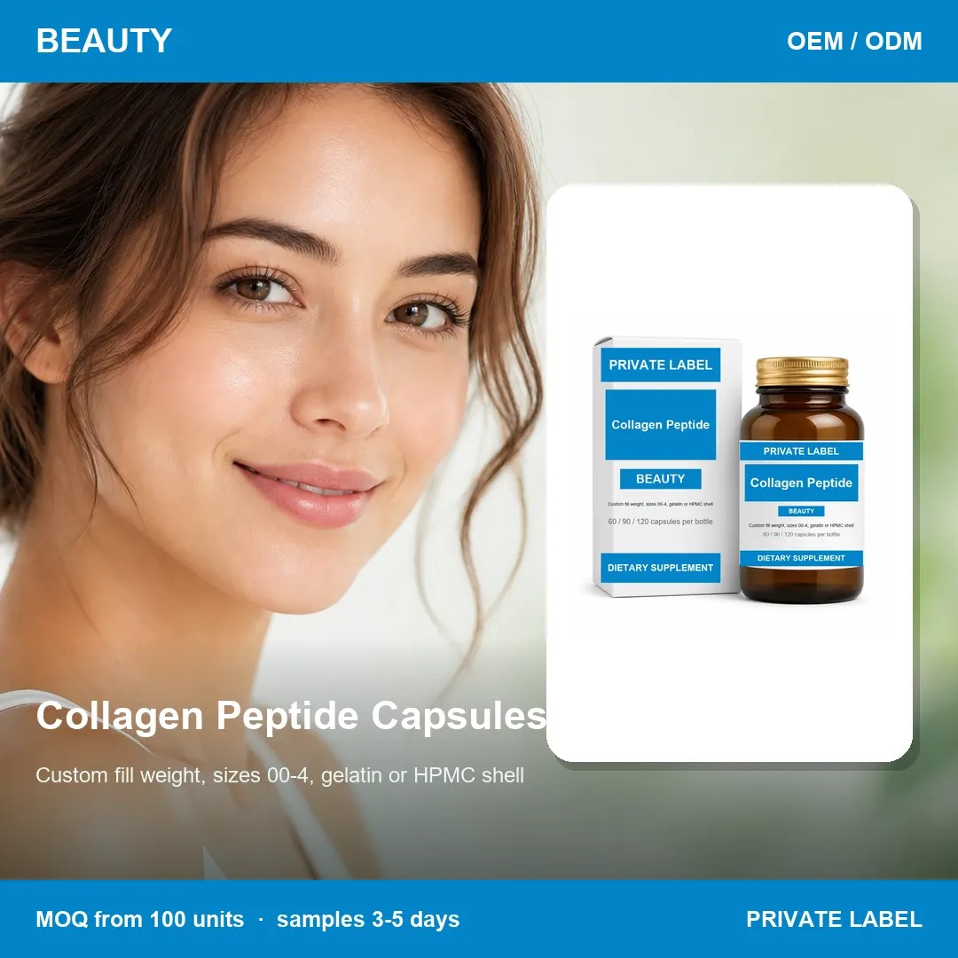 Collagen Peptide Capsules — private-label supplement, lifestyle scene
