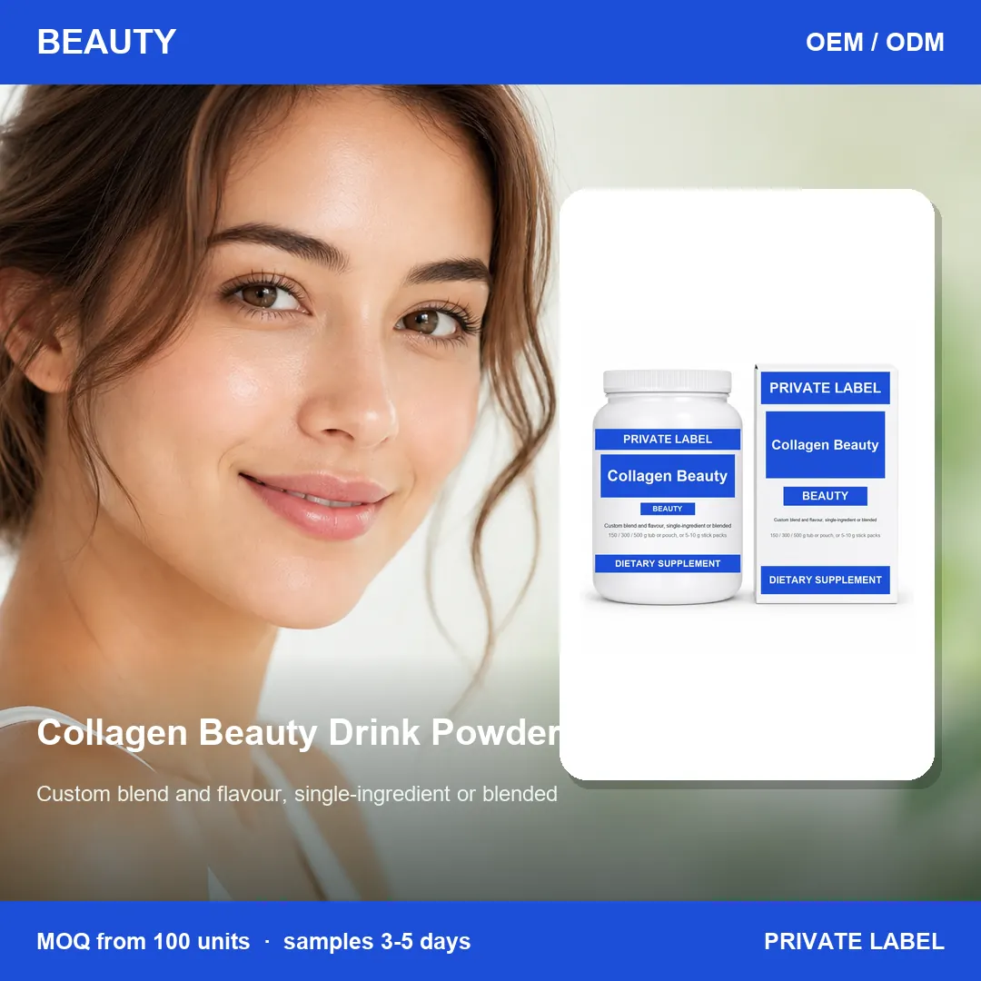 Collagen Beauty Drink Powder — private-label supplement, lifestyle scene