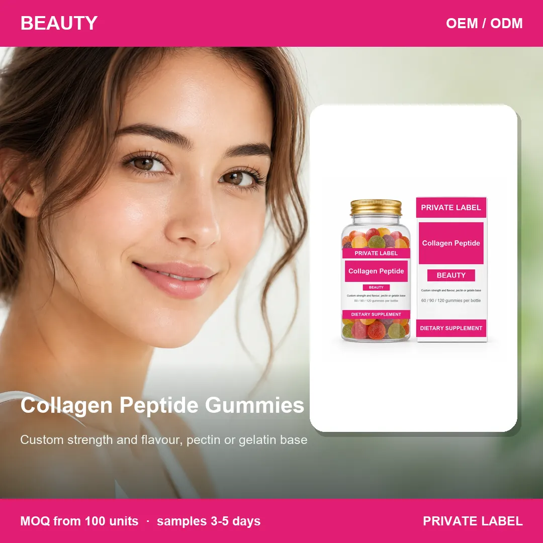 Collagen Peptide Gummies — private-label supplement, lifestyle scene