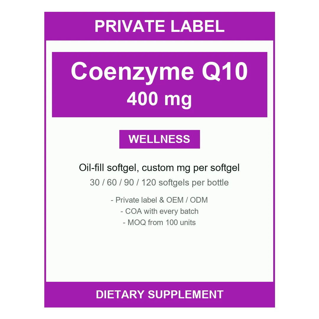 Coenzyme Q10 Softgels 400 mg — label design detail