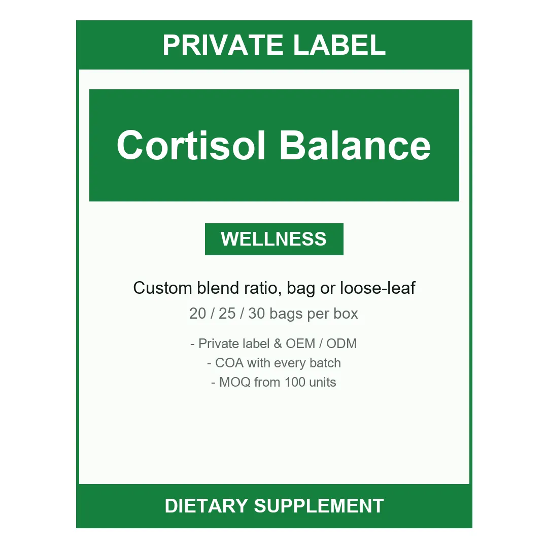 Cortisol Balance Tea — label design detail