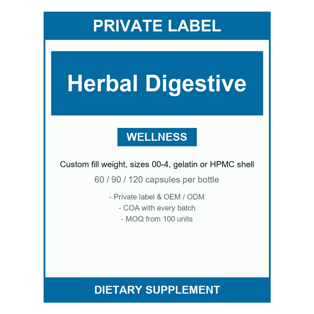 Herbal Digestive Support Capsules — label design detail