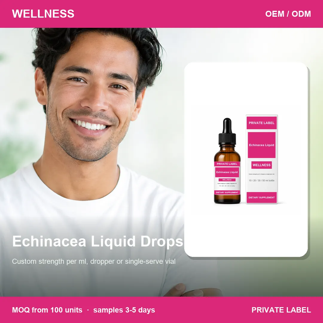 Echinacea Liquid Drops — private-label supplement, lifestyle scene