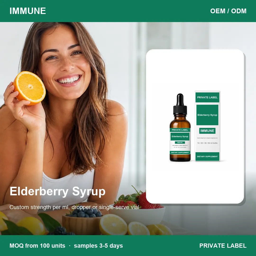Elderberry Syrup — private-label supplement, lifestyle scene