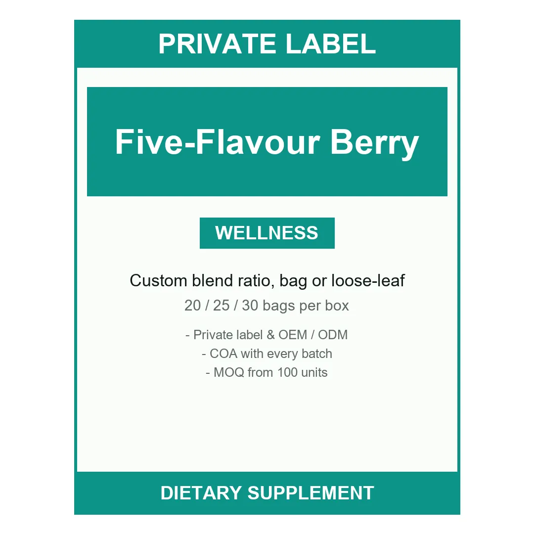 Five-Flavour Berry Tea — label design detail