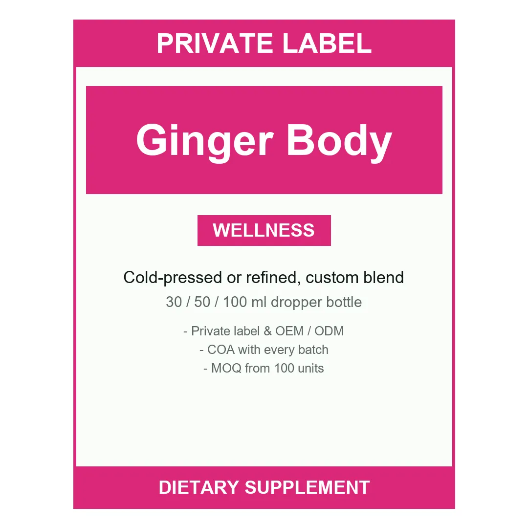Ginger Body Massage Oil — label design detail
