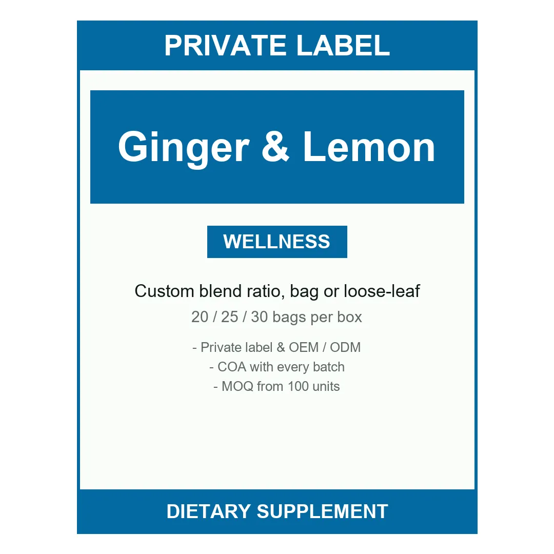 Ginger & Lemon Tea — label design detail