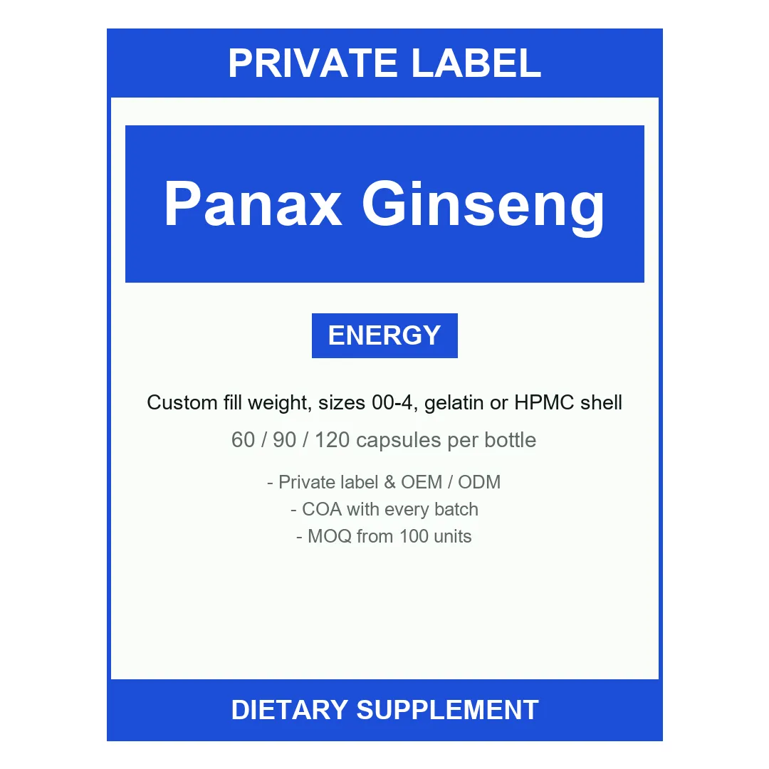 Panax Ginseng Capsules — label design detail