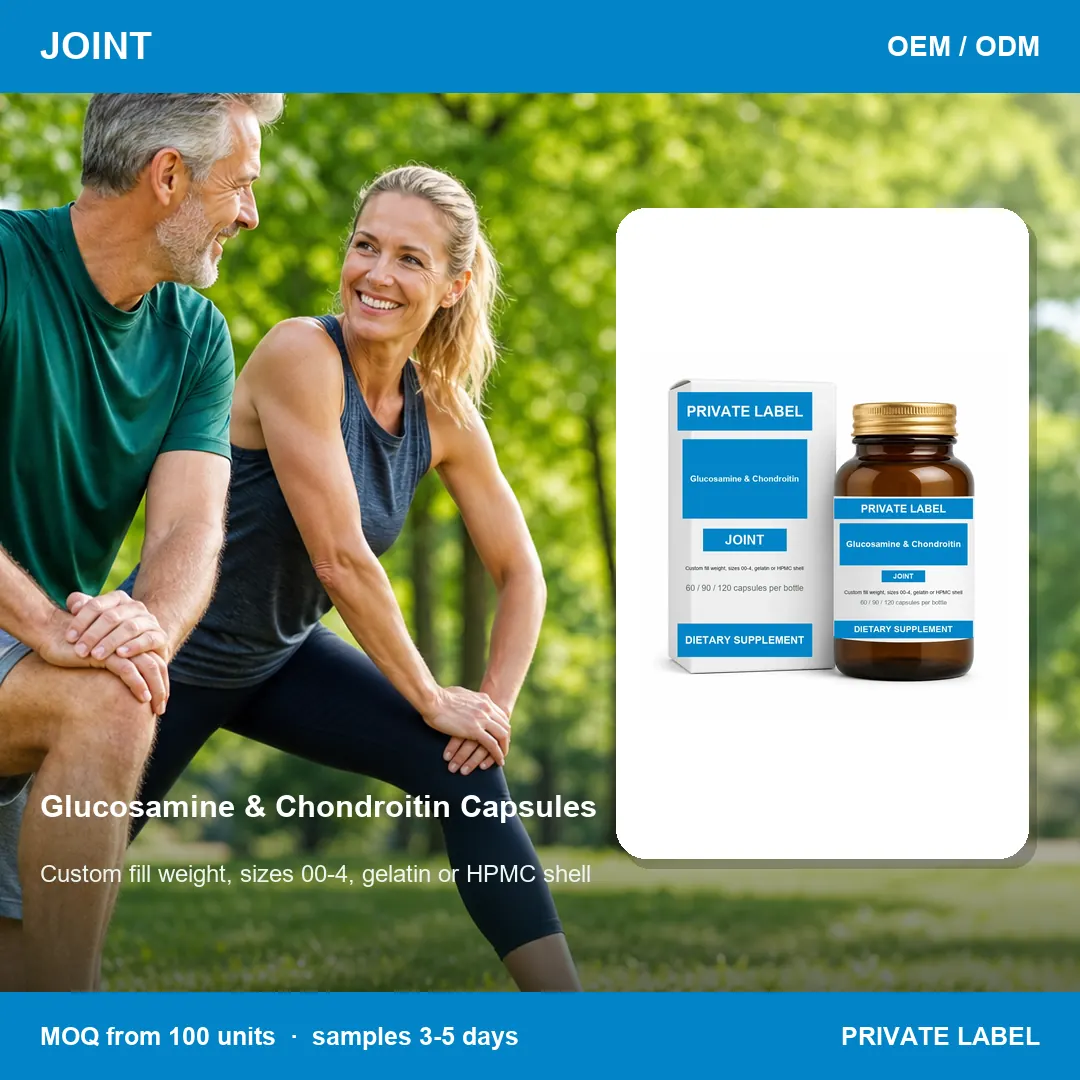 Glucosamine & Chondroitin Capsules — private-label supplement, lifestyle scene