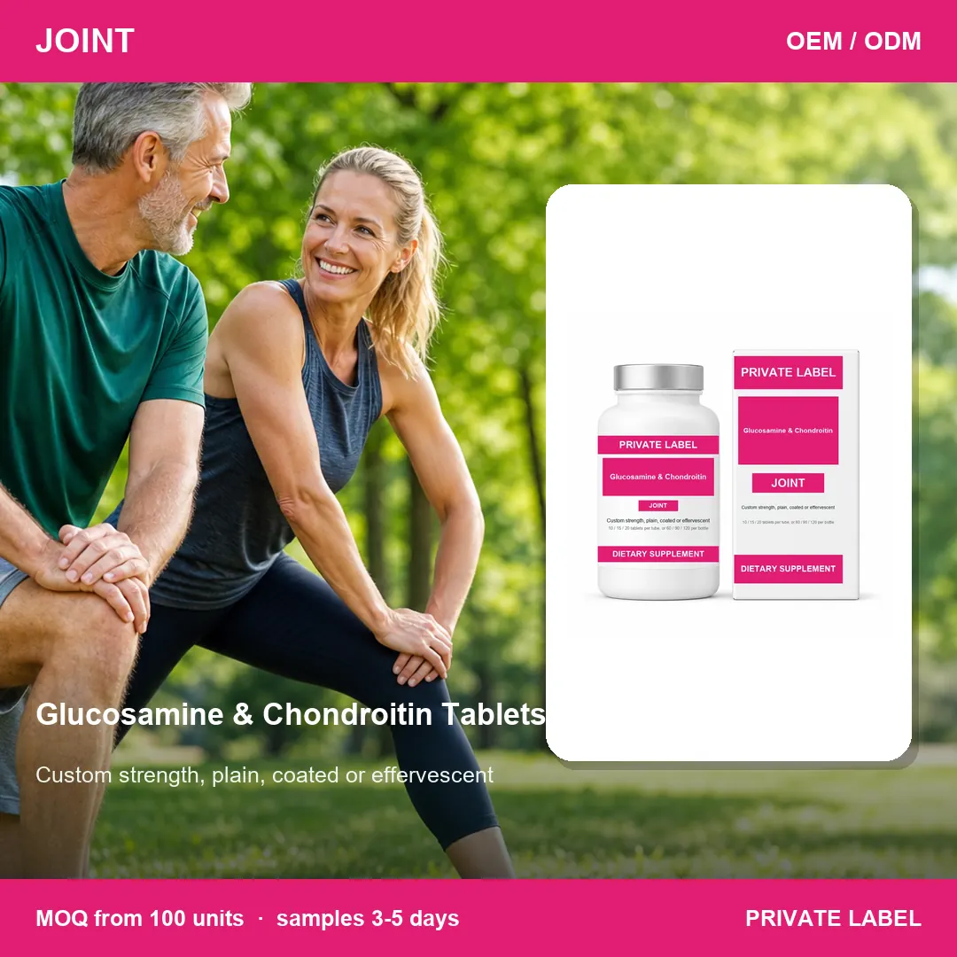 Glucosamine & Chondroitin Tablets — private-label supplement, lifestyle scene