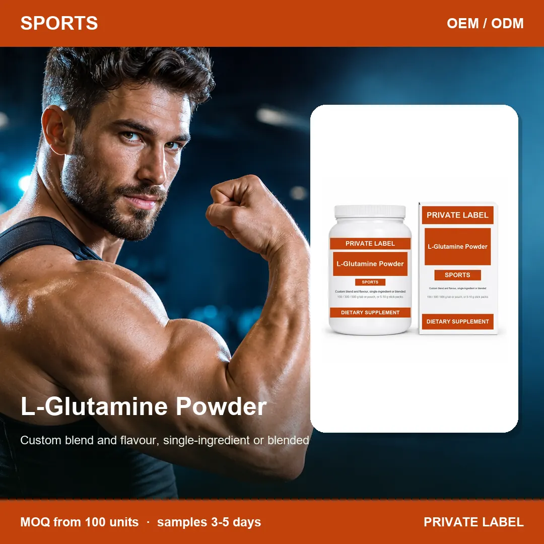 L-Glutamine Powder — private-label supplement, lifestyle scene