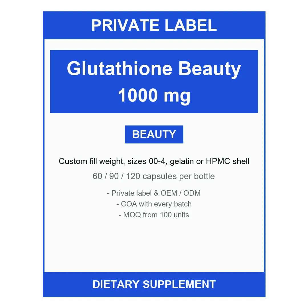 Glutathione 1000 mg Beauty Capsules — label design detail