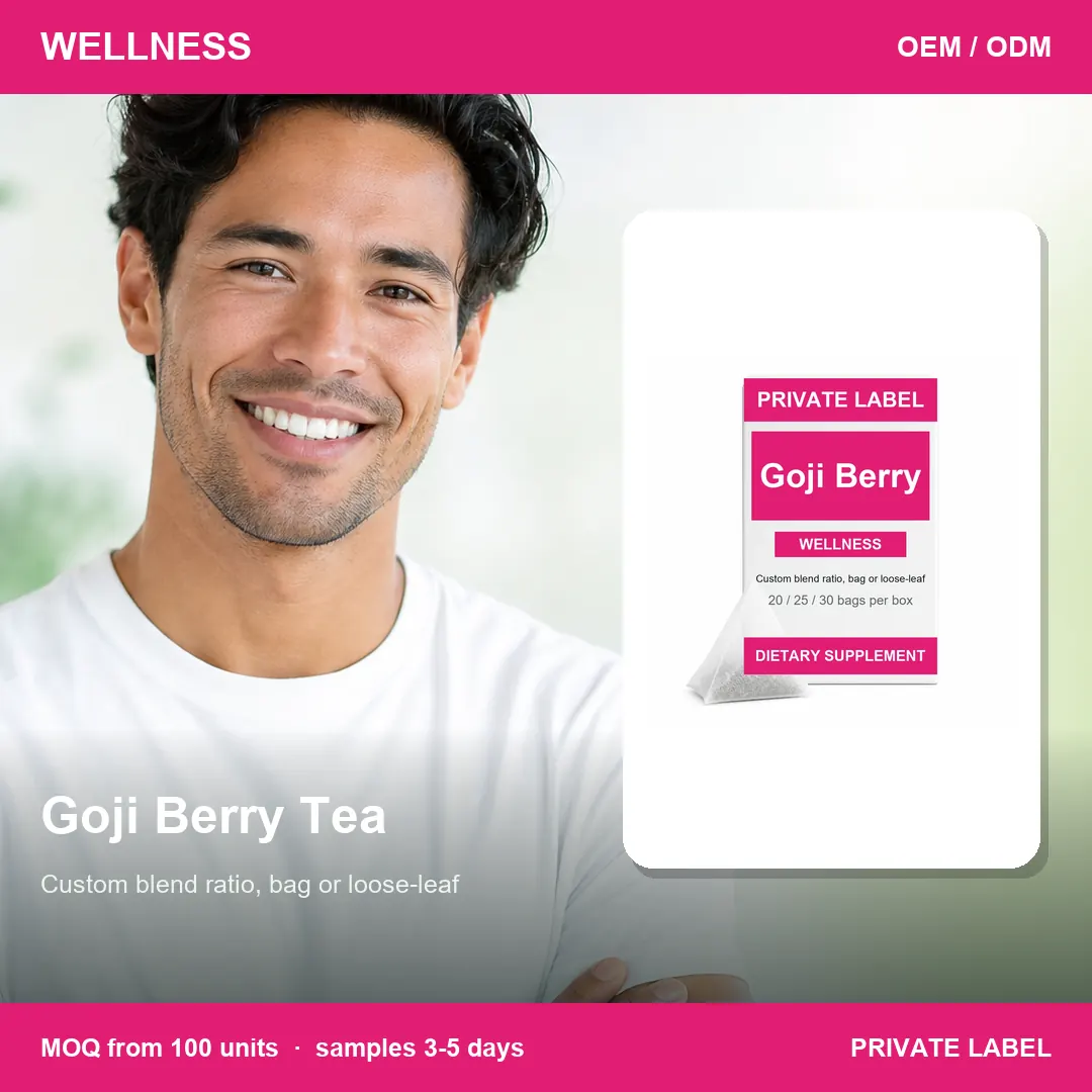 Goji Berry Tea — private-label supplement, lifestyle scene