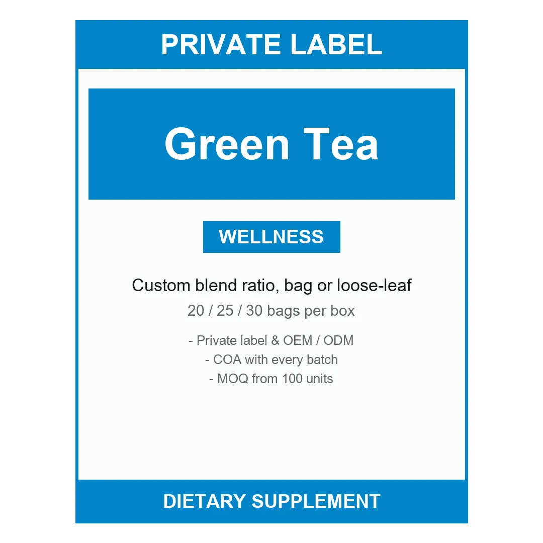 Green Tea Bags — label design detail
