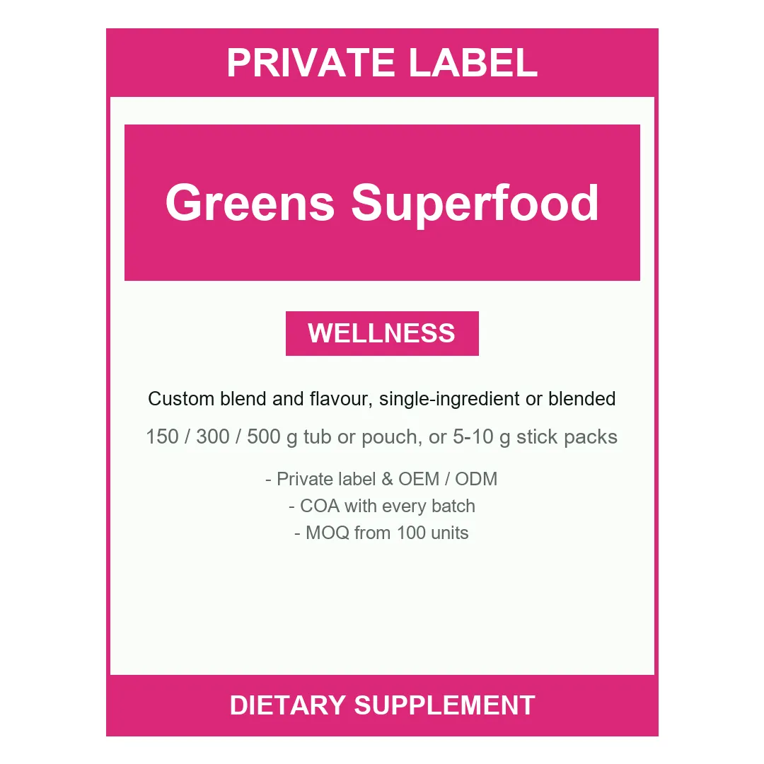 Greens Superfood Powder — label design detail