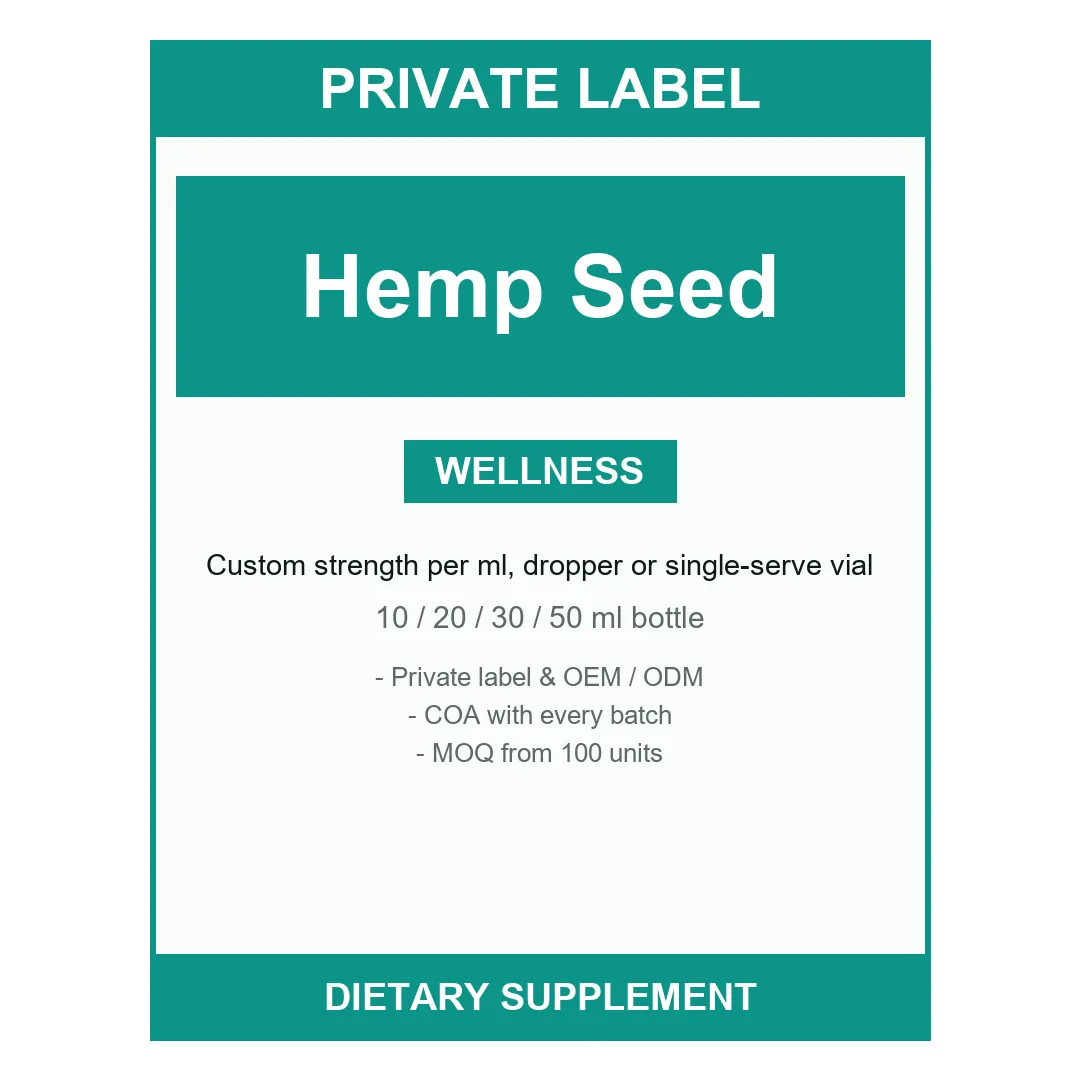 Hemp Seed Oil Liquid Drops — label design detail
