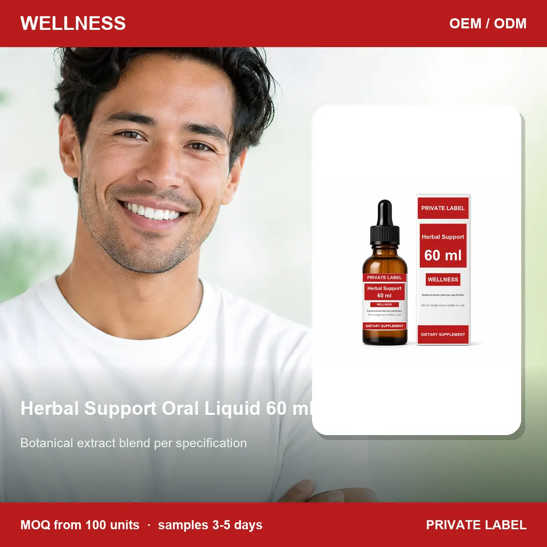Herbal Support Oral Liquid 60 ml — private-label supplement, lifestyle scene
