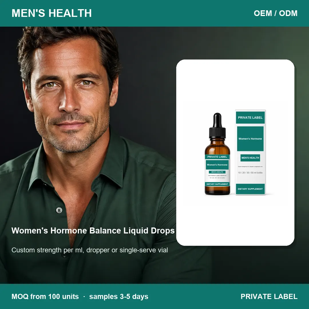 Women's Hormone Balance Liquid Drops — private-label supplement, lifestyle scene