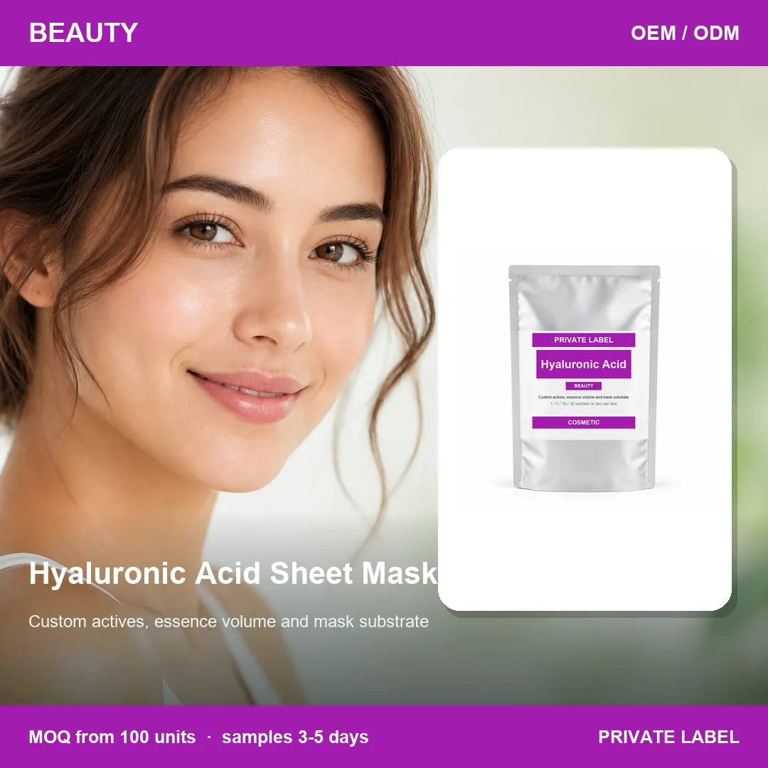 Hyaluronic Acid Sheet Mask — private-label supplement, lifestyle scene