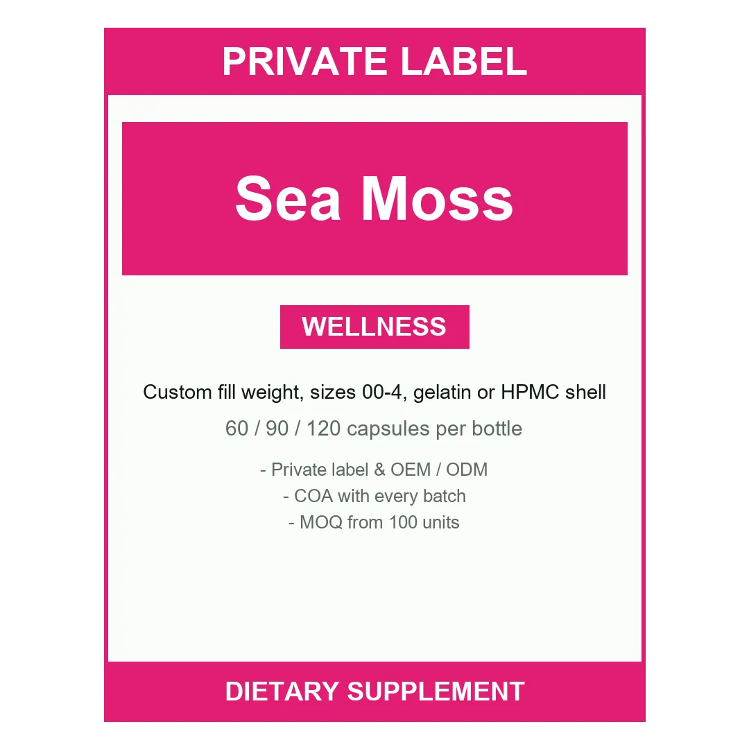 Irish Sea Moss Capsules — label design detail