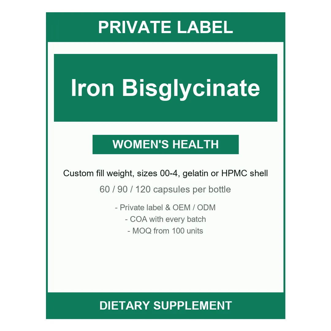 Iron Bisglycinate Capsules — label design detail