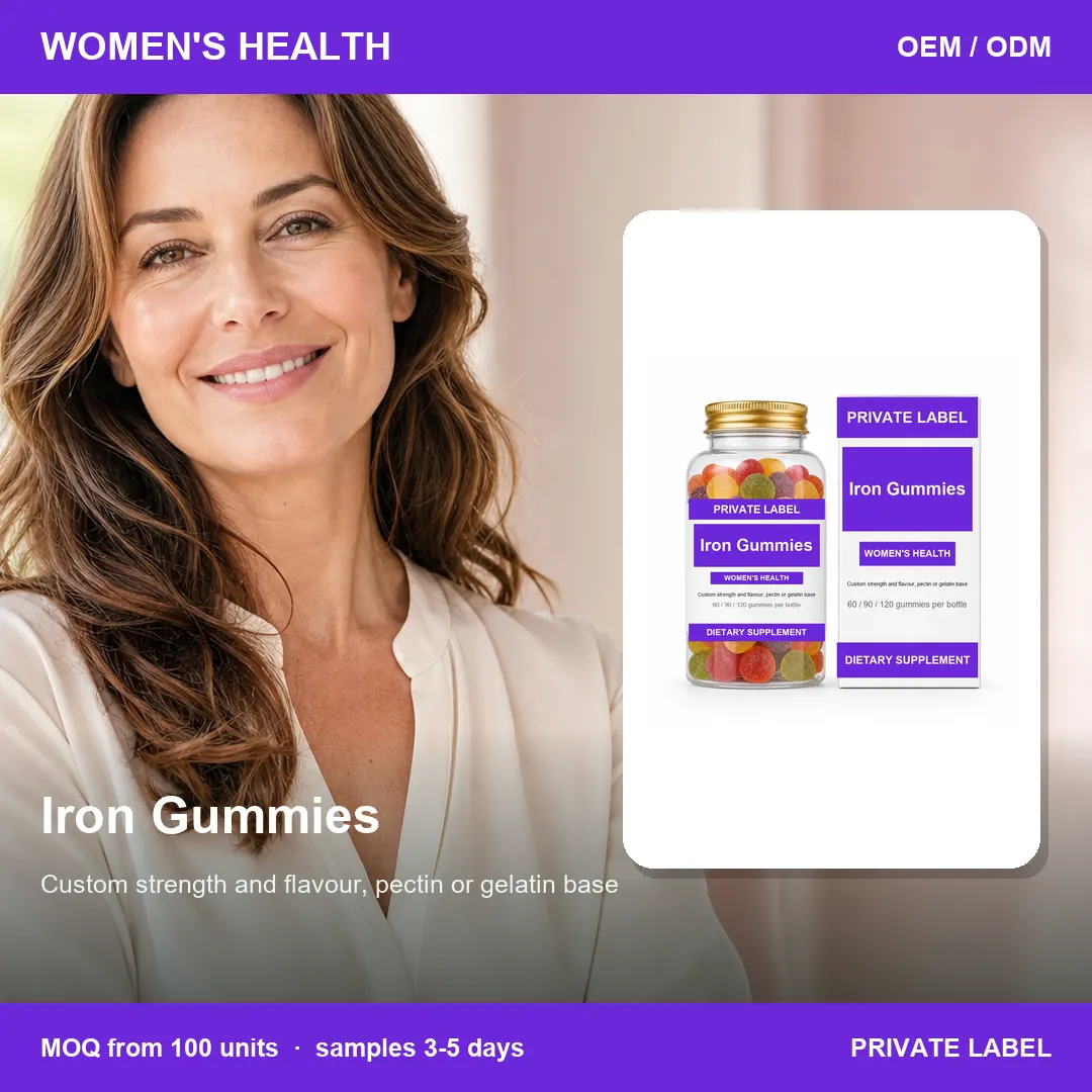 Iron Gummies — private-label supplement, lifestyle scene