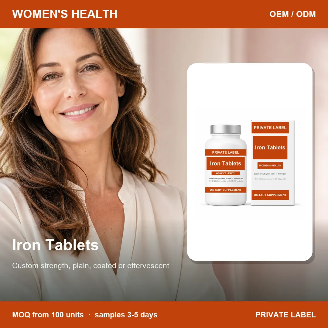 Iron Tablets — private-label supplement, lifestyle scene