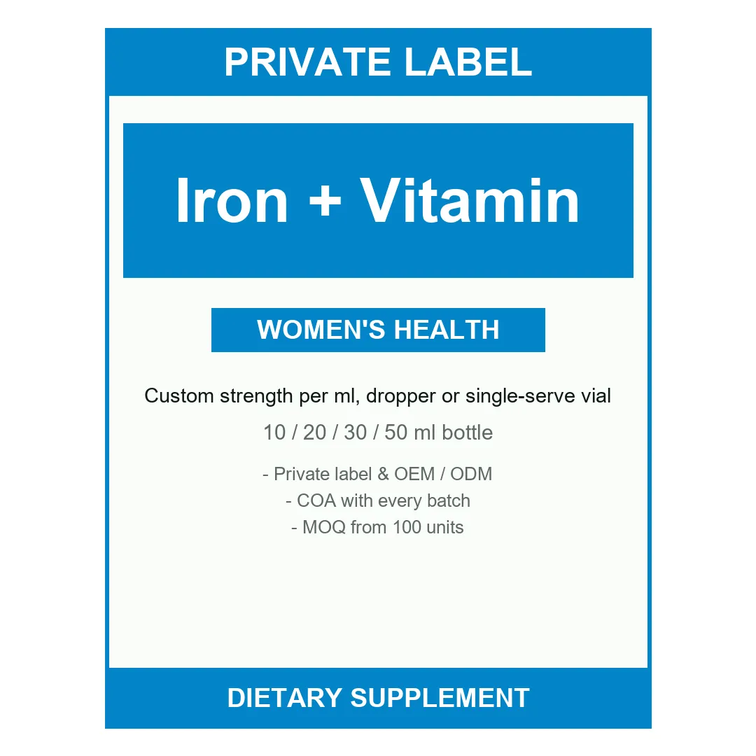 Iron + Vitamin C Liquid — label design detail