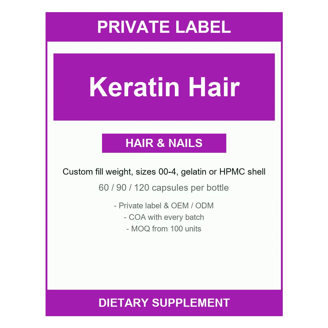 Keratin Hair & Nail Capsules — label design detail