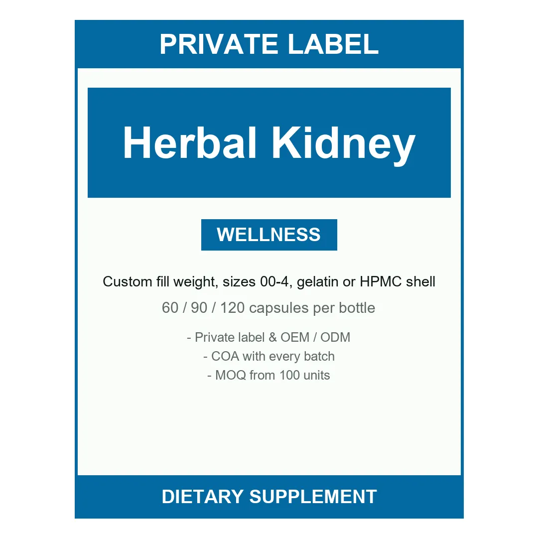 Herbal Kidney Support Capsules — label design detail