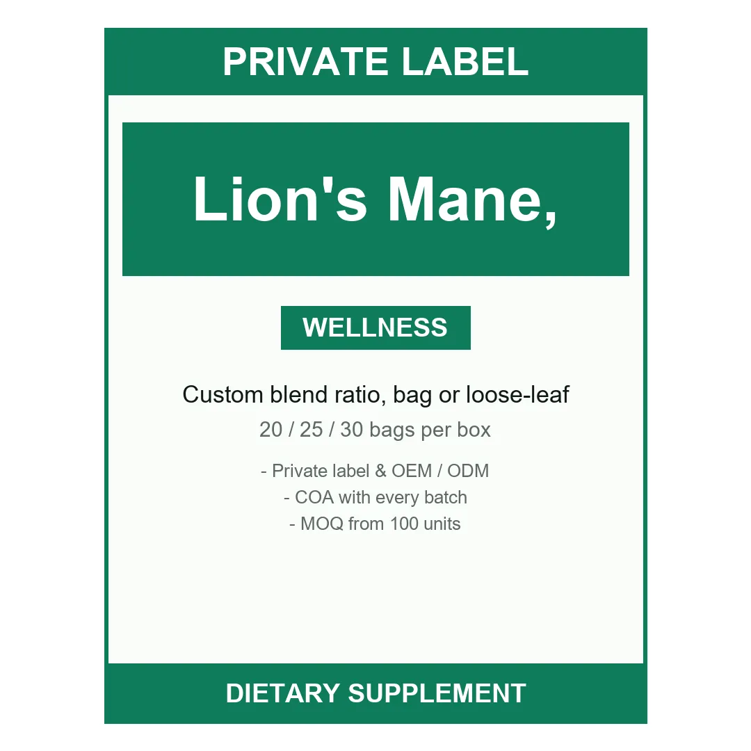 Lion's Mane, Clove & Sea Buckthorn Herbal Tea — label design detail